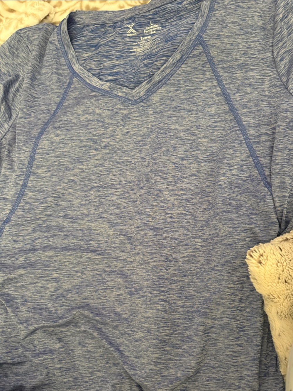 Women’s Heathered Blue V-Neck Active Top
